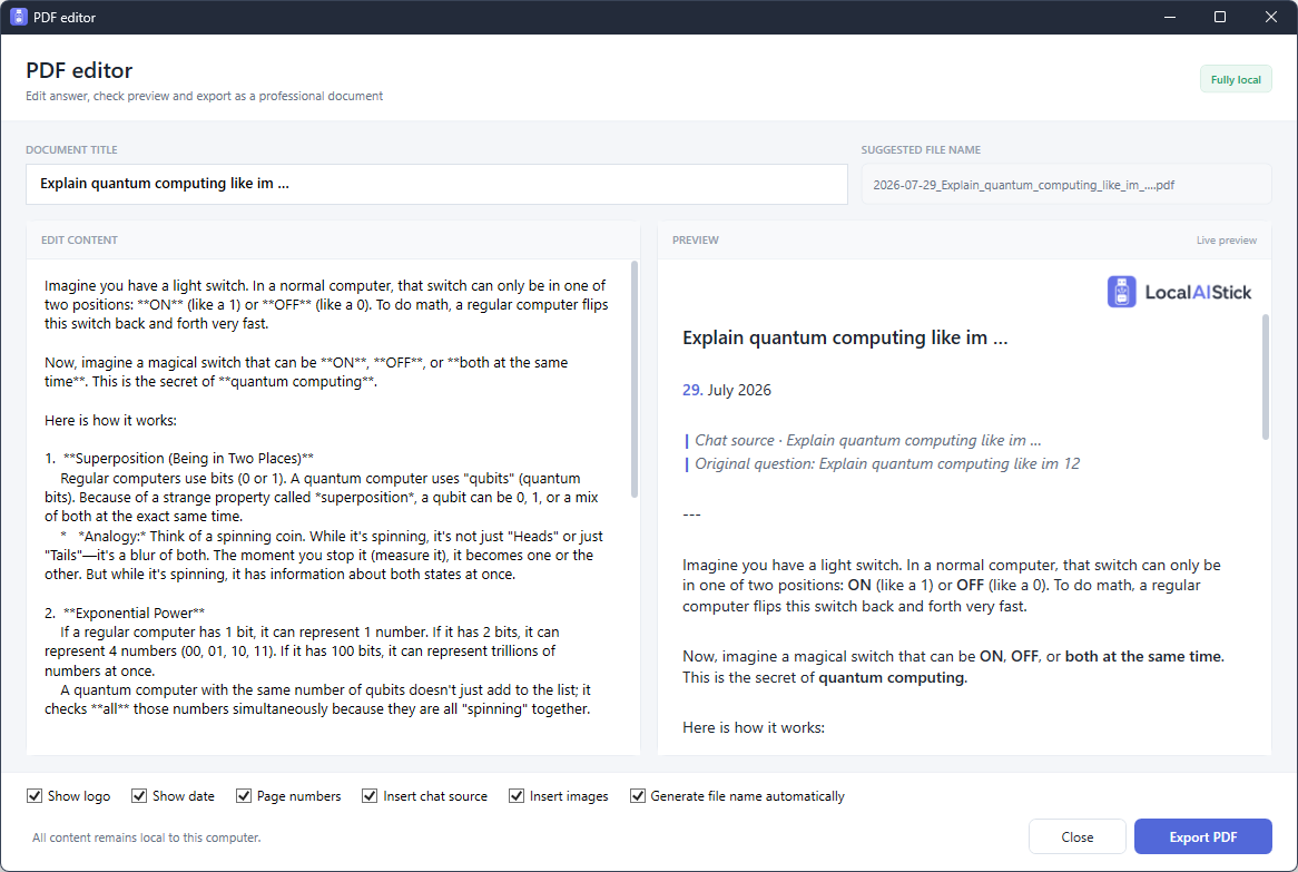PDF editor with editing and live preview